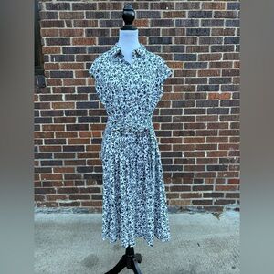 Boden Navy and White Floral Dress